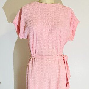 Vintage Myrette 1960's baby pink lined crochet dress- really pretty! Size S-M